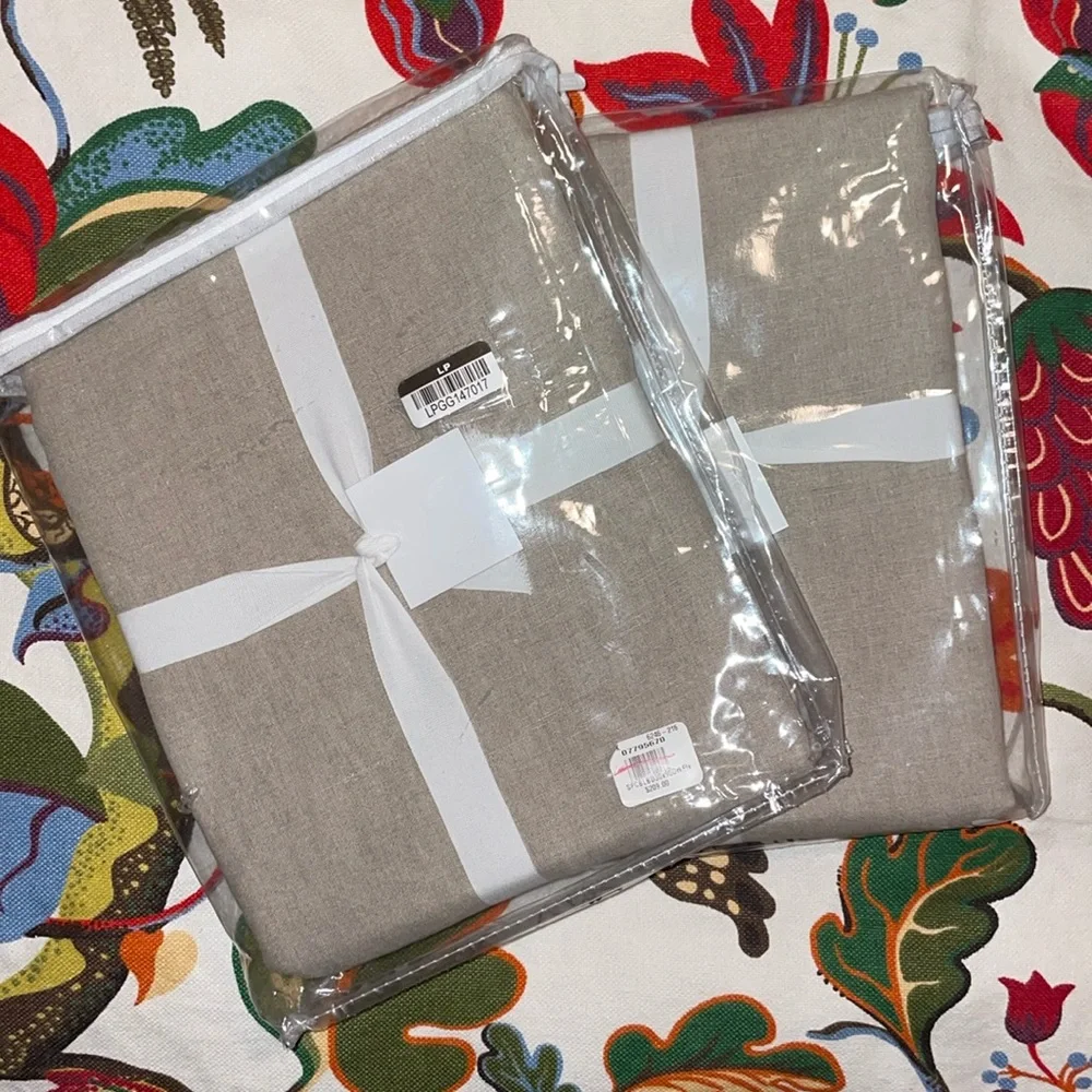 NWT (2) Pottery Barn Dark Flax 30x90 Curtains